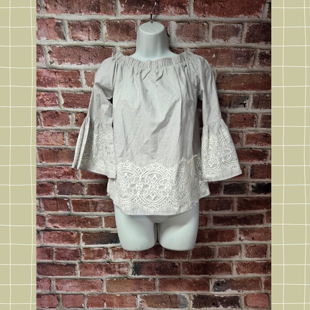 Women's SHE + SKY Flare Sleeves Off‎ Shoulder Top Small